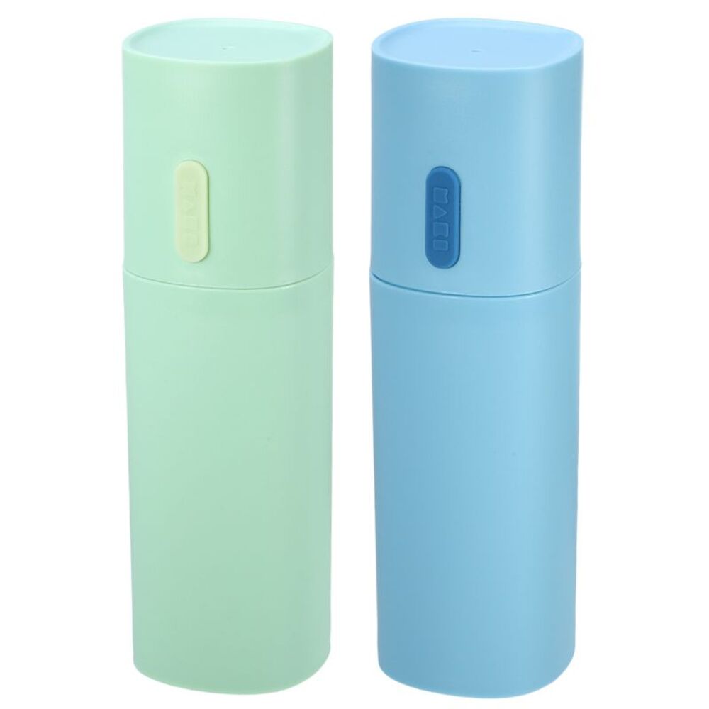 2pcs PP Lightweight Traveling Toothbrush Holders Case Green Blue 7.68"x2.36"